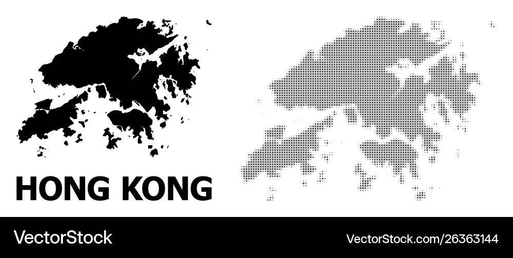 Halftone pattern and solid map hong kong Halftone pattern and solid map hong kong vector image