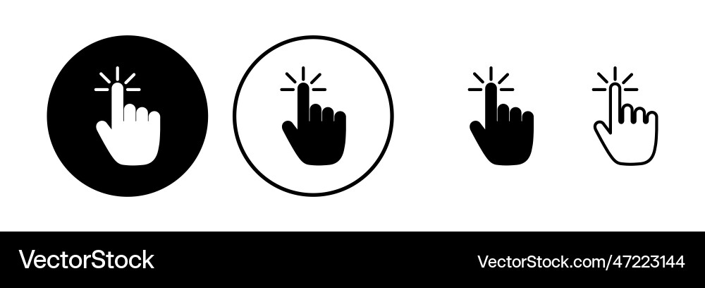 Hand click icon clicking finger pointer Hand click icon clicking finger pointer vector image