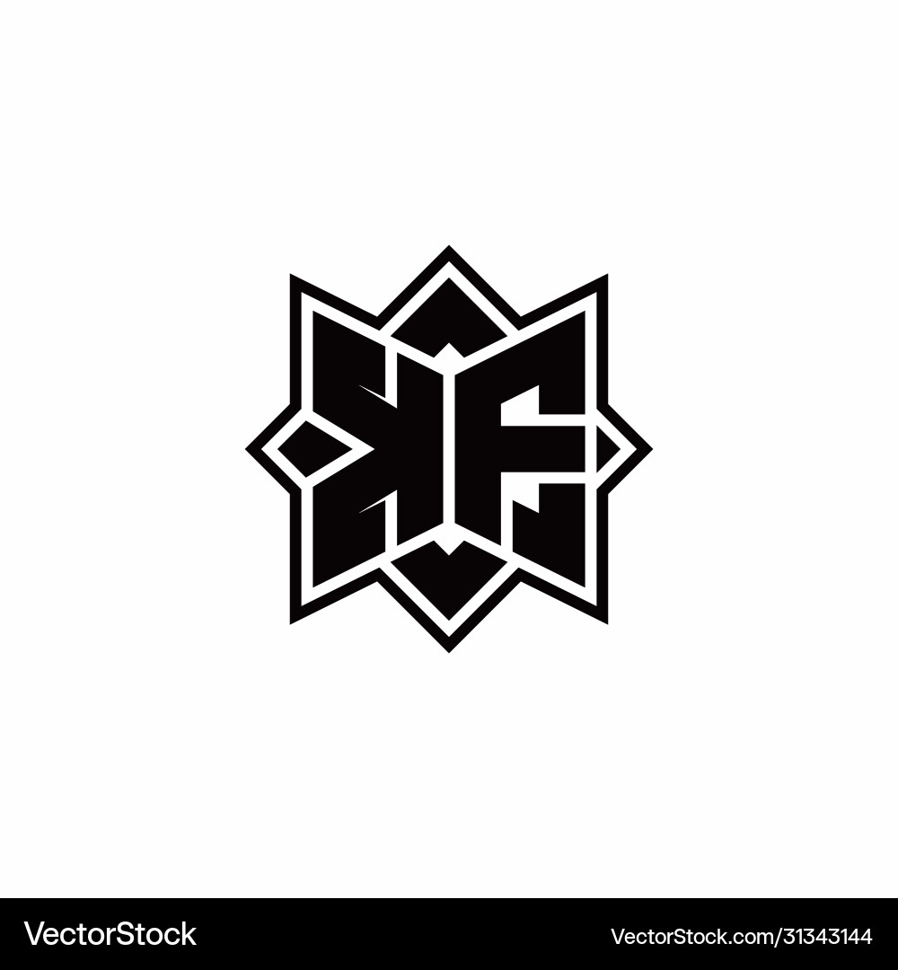 Kf monogram logo with square rotate style outline Vector Image