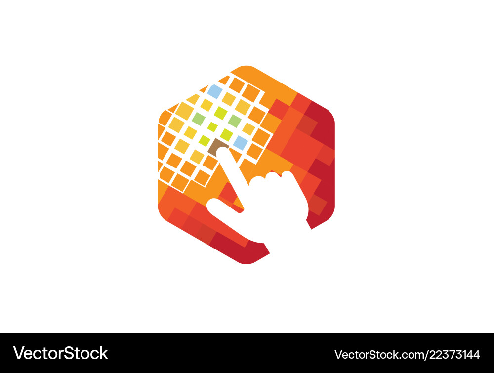 Kreative digitale Sechskant-Handklick Logo Kreative digitale Sechskant-Handklick Logo vektorbild
