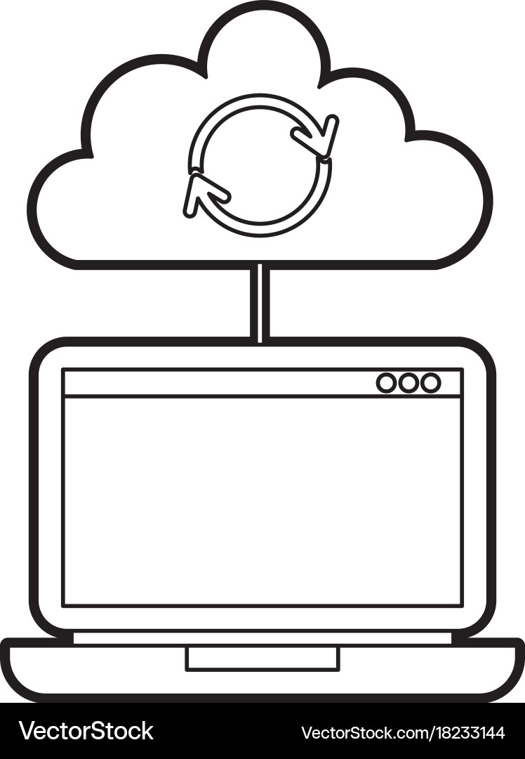 Laptop cloud computing refresh data storage vector image