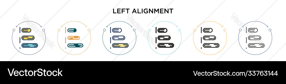 Left alignment icon in filled thin line outline vector image