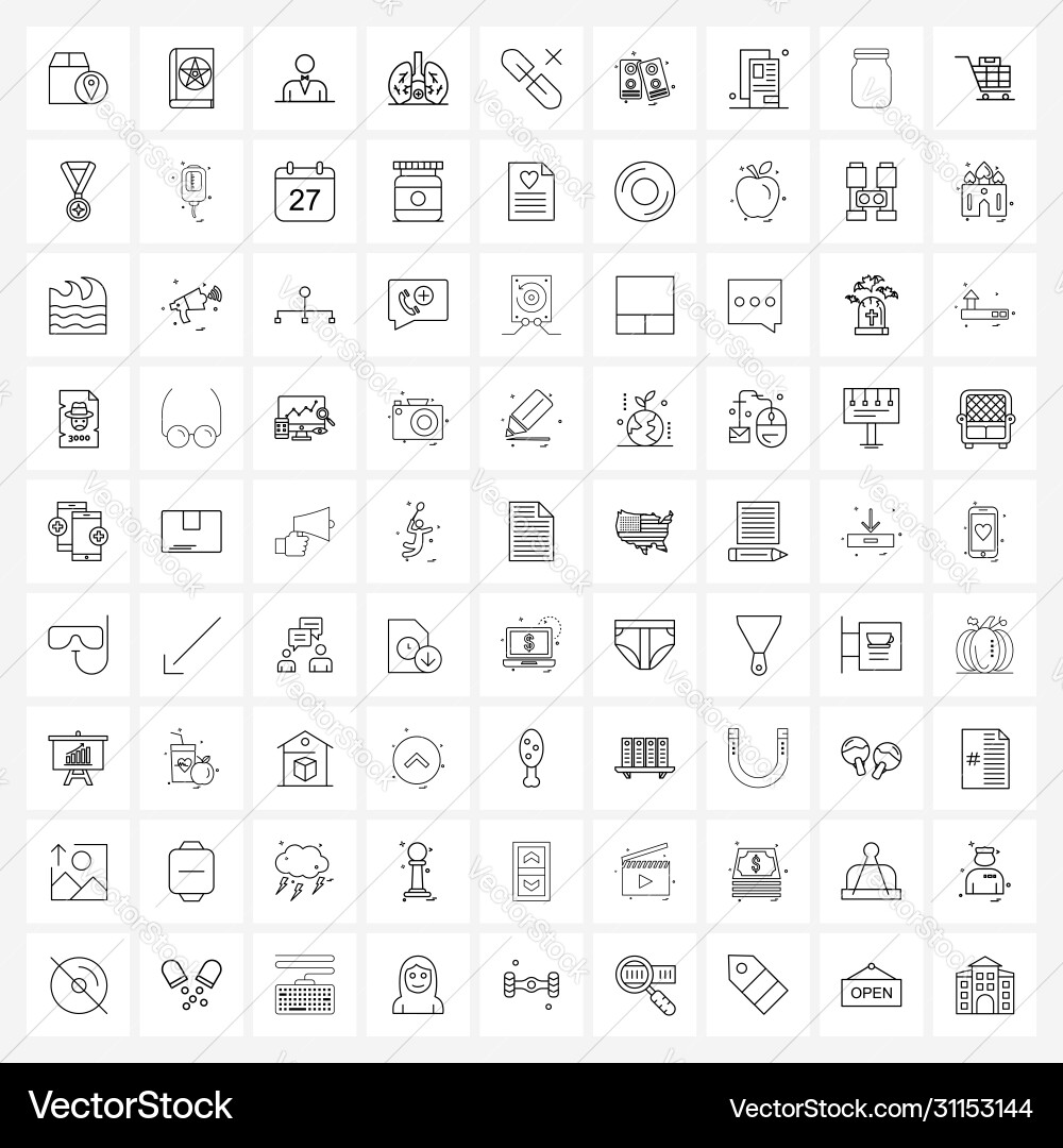 Modern style set 81 line pictograph grid based Vector Image