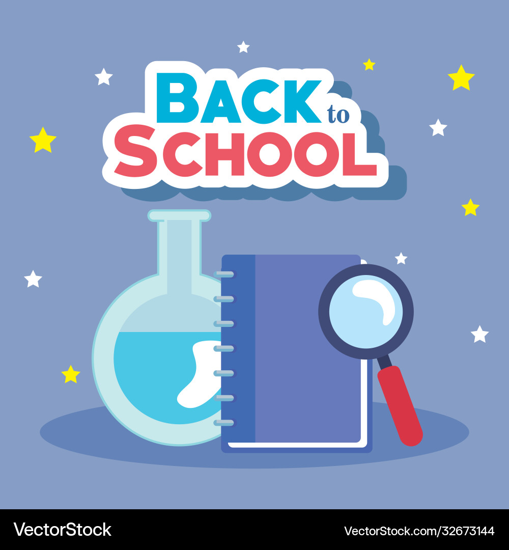 Notebook flask and lupe design Vector Image