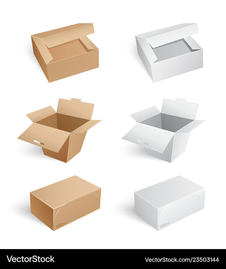 Packages and carton boxes transparent set Packages and carton boxes transparent set vector image