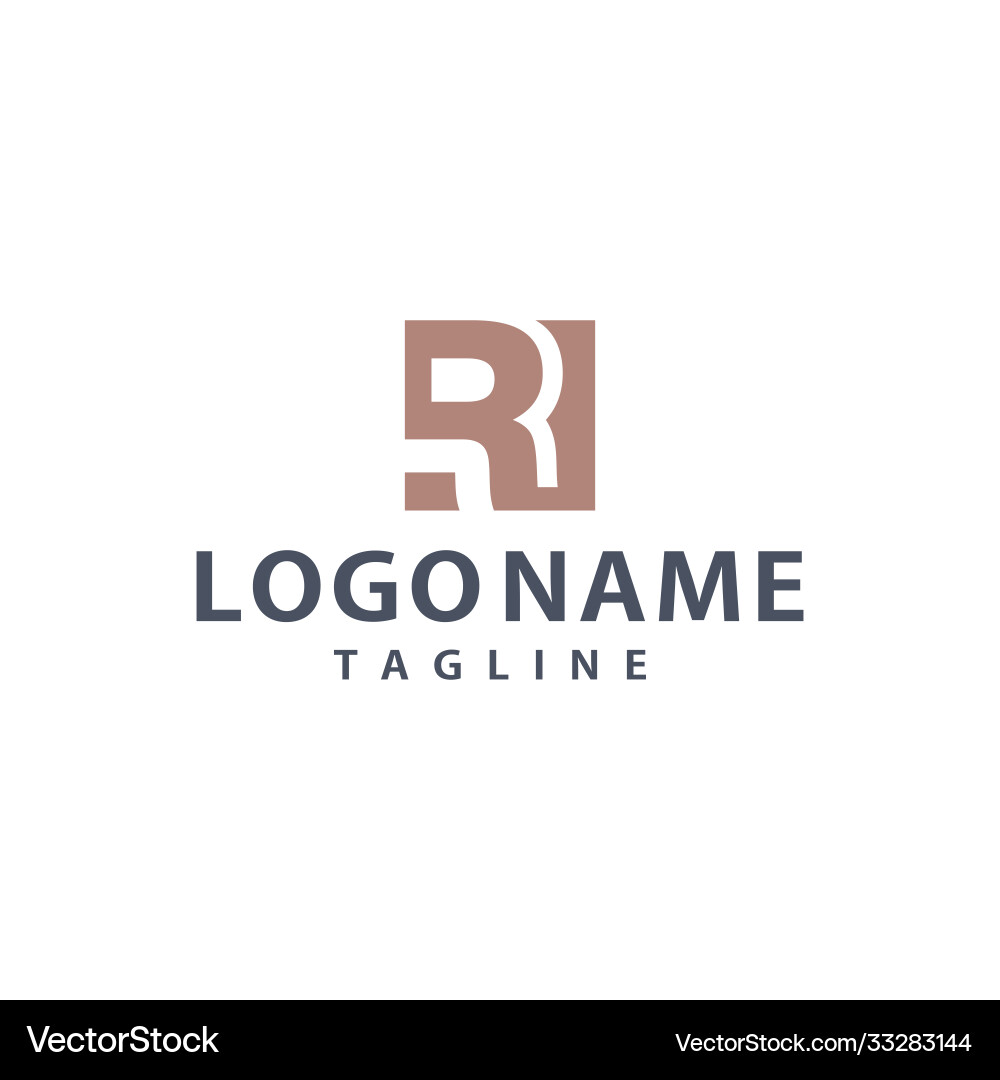 R Initial Square Logo Concept Vector Image
