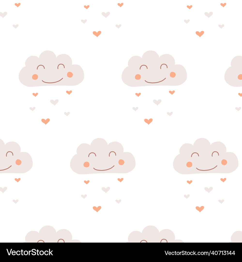Seamless pattern with clouds and hearts Seamless pattern with clouds and hearts vector image