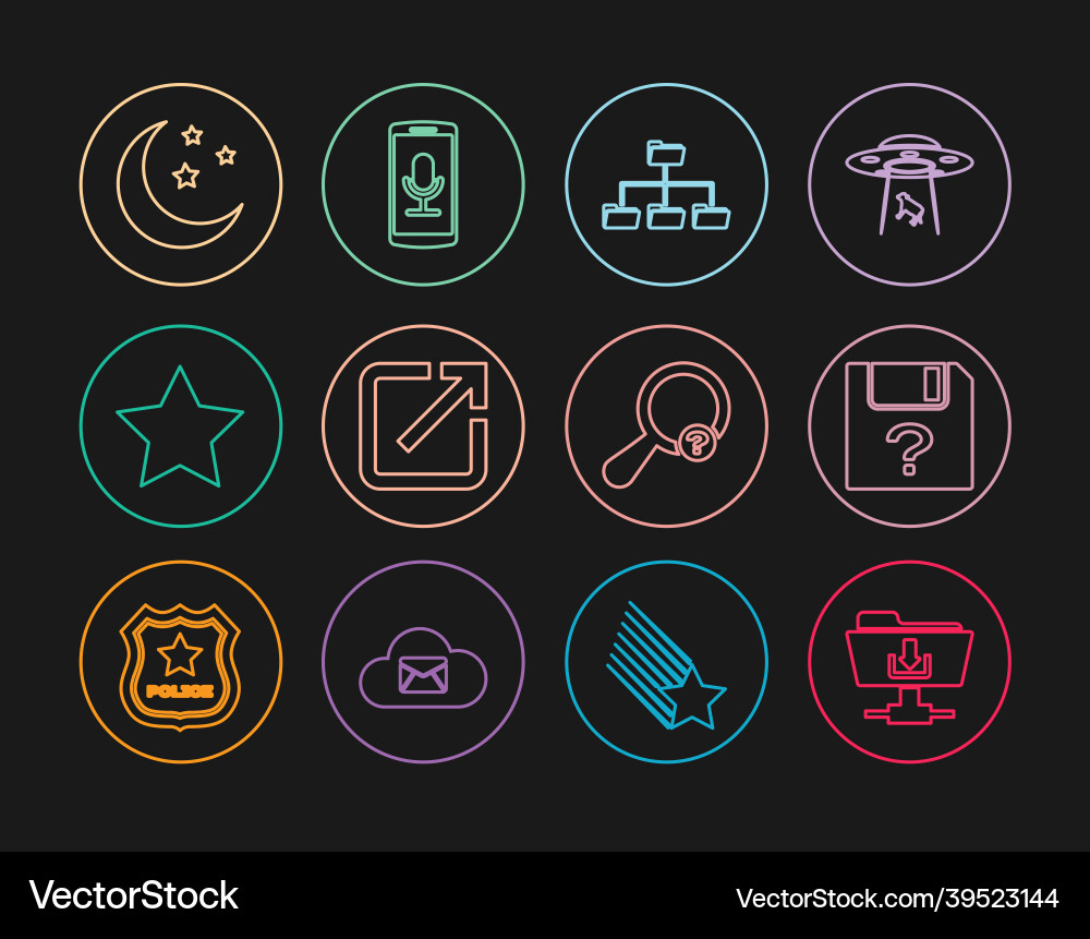 Set line ftp folder download unknown document Set line ftp folder download unknown document vector image