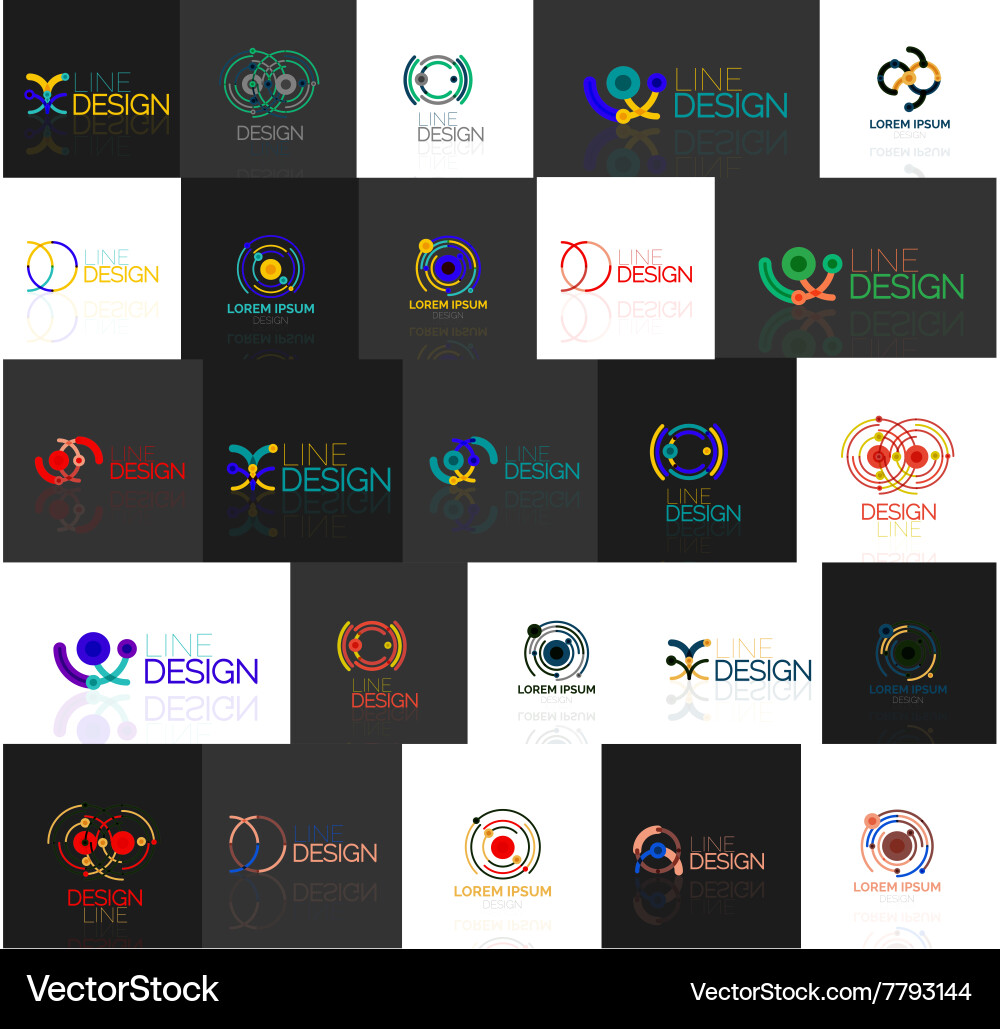 Set of linear abstract logos swirl circle vector image