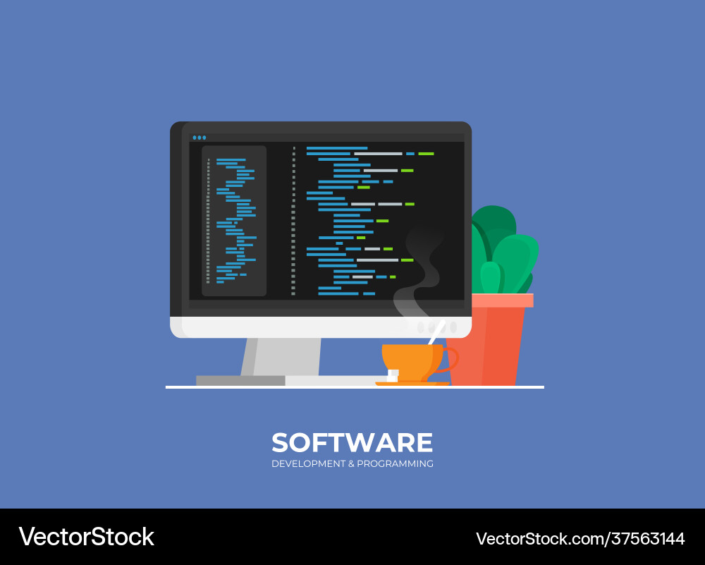 Softwareentwicklung und Programmcode Softwareentwicklung und Programmcode vektorbild