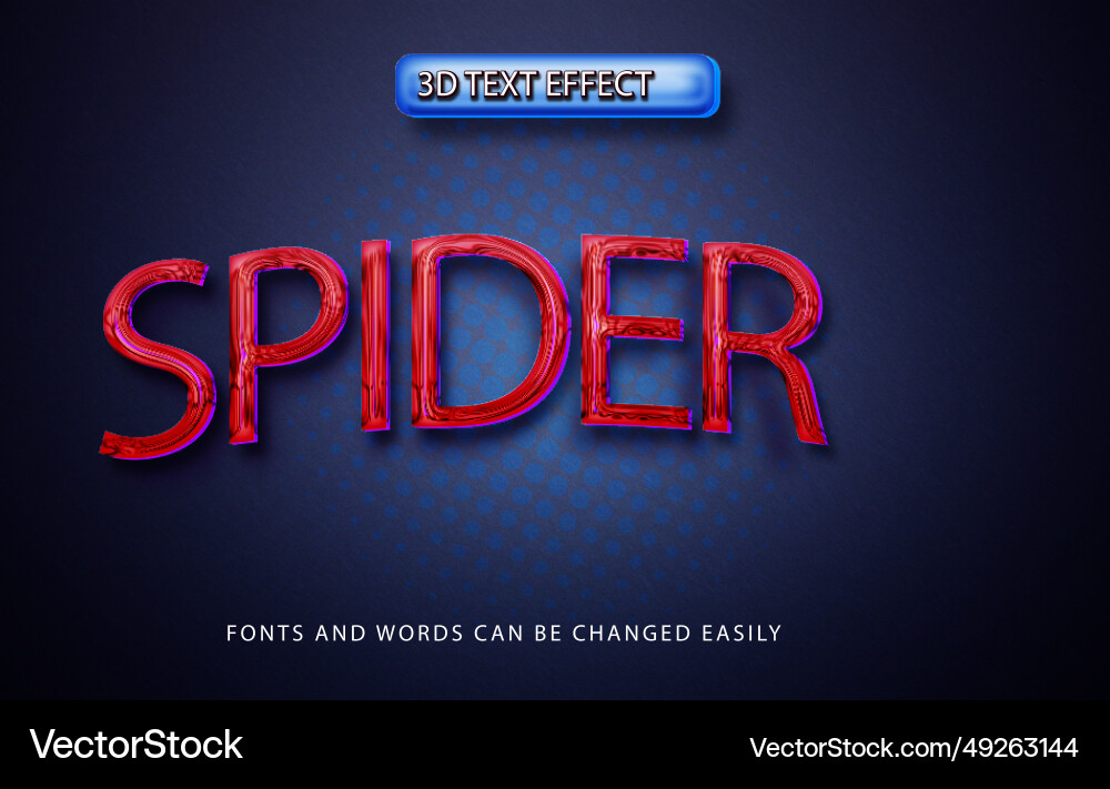Spider glossy 3d editable text effect style vector image