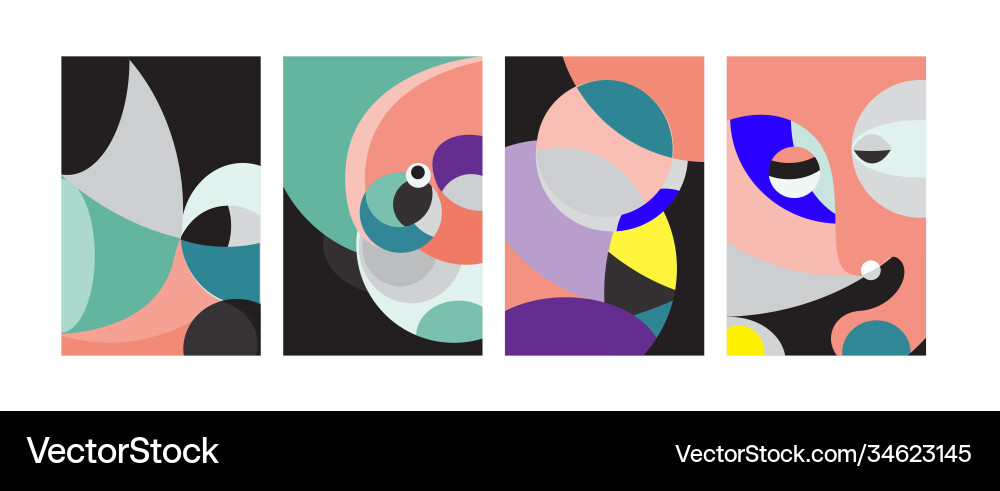 Abstract colorful geometric and curvy pattern Vector Image
