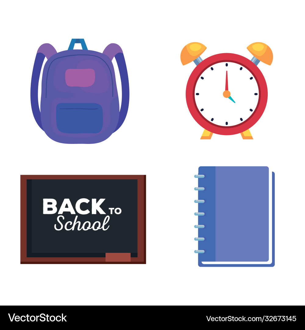 Board notebook bag and clock design Vector Image