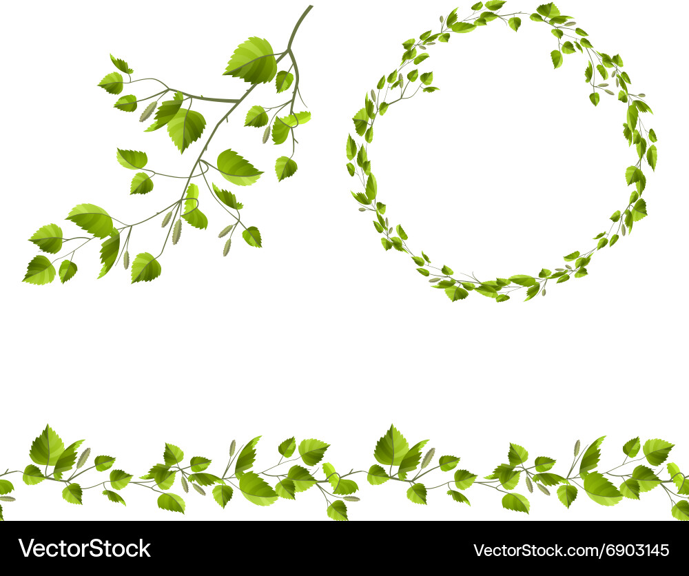 Branch of tree with green leaves endless pattern Vector Image