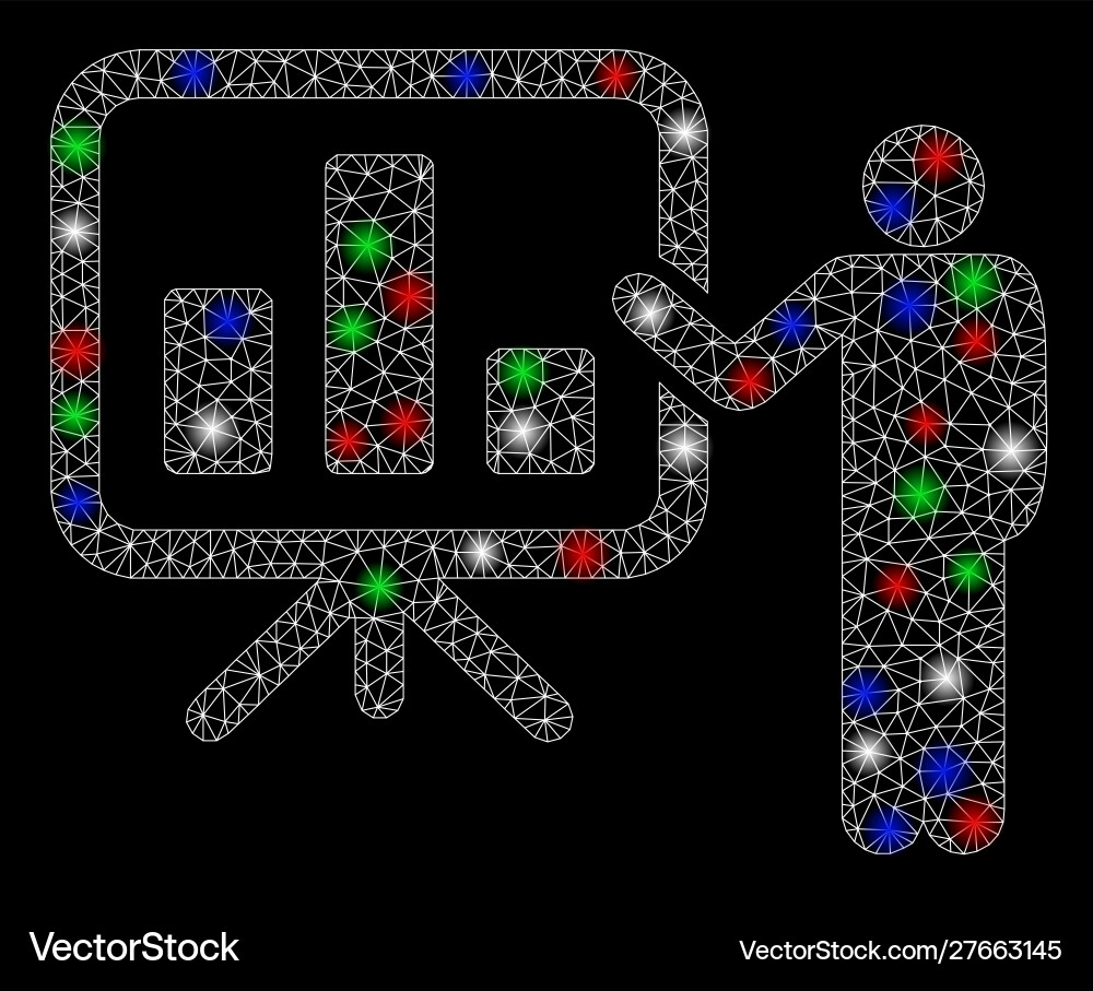 Bright mesh network bar chart presentation vector image