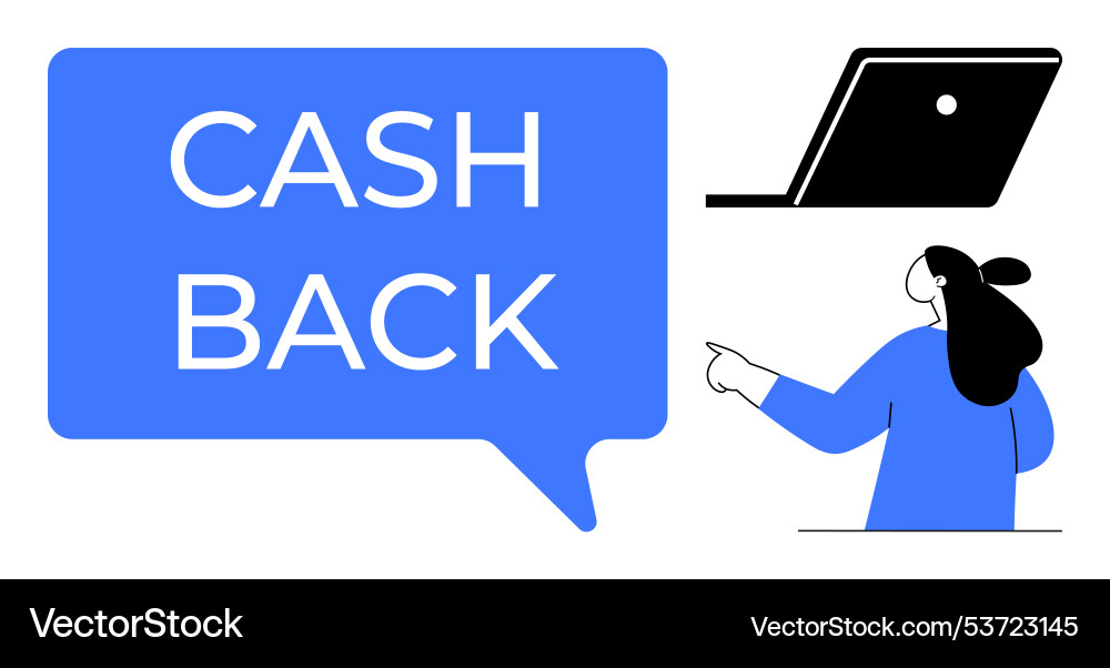 Cashback offer symbol with woman pointing Cashback offer symbol with woman pointing vector image