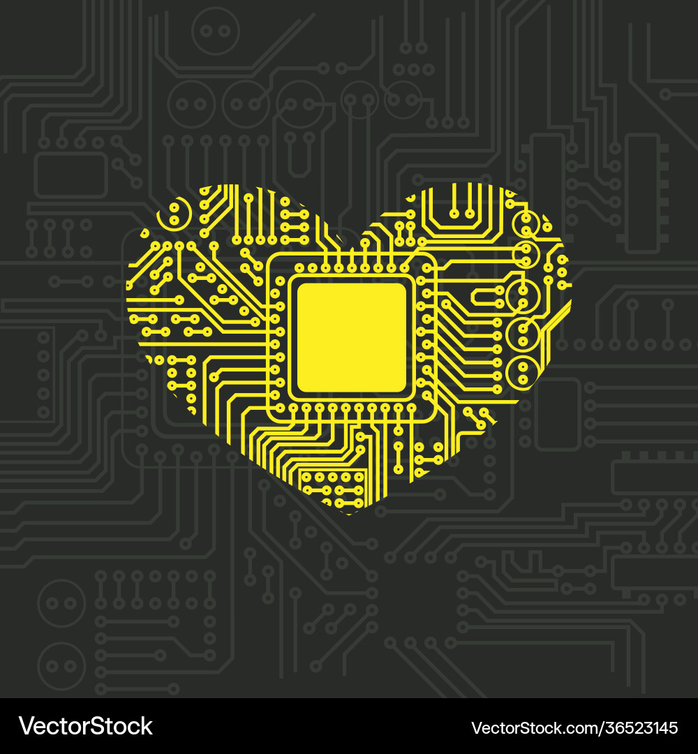 Digital Heart Security Pattern Vector Image