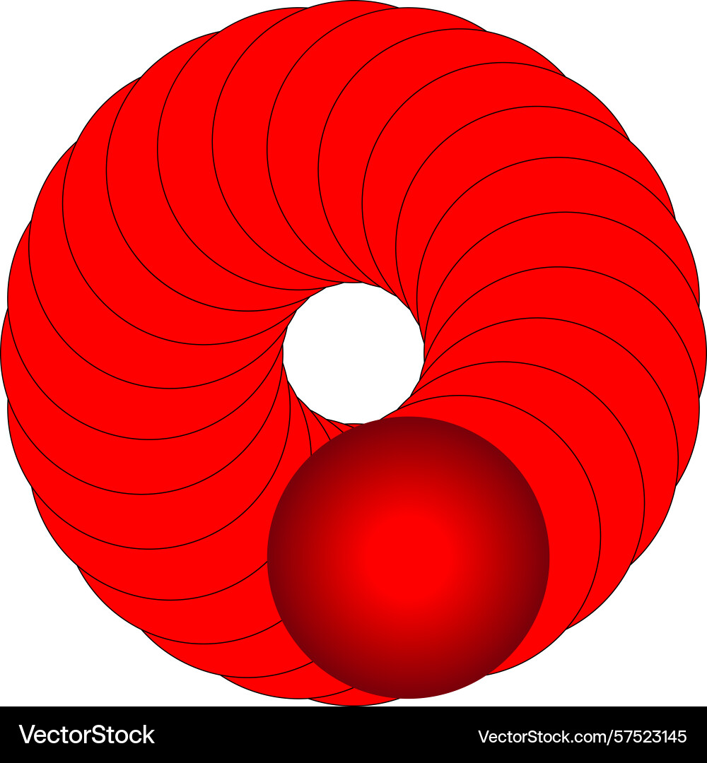 Dynamic red swirling circle with sphere Vector Image