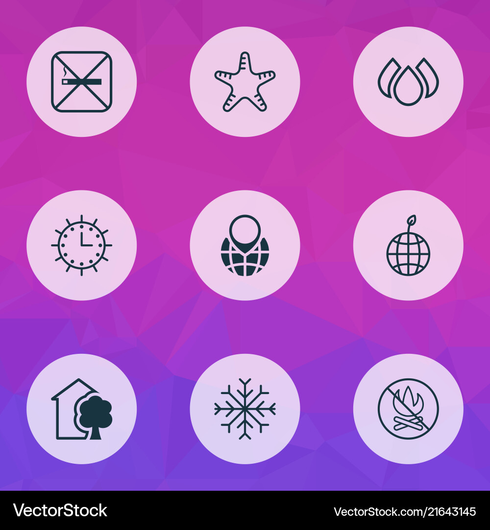 Ecology icons set with nature globe pointer Ecology icons set with nature globe pointer Vector Image