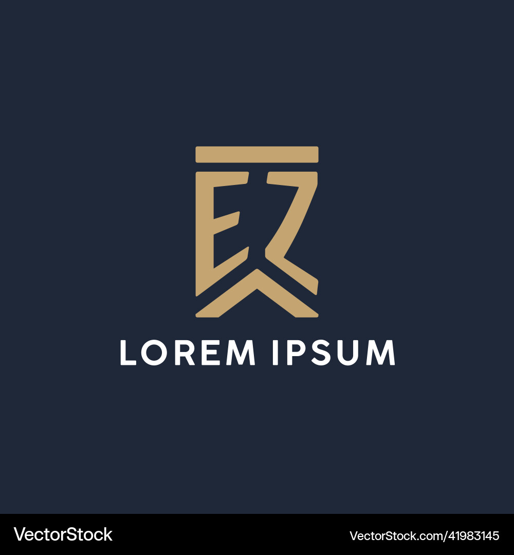 Ez initial monogram logo design in a rectangular vector image