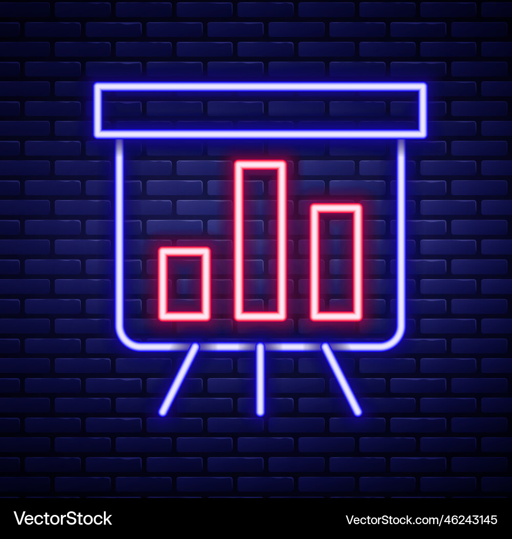 Glowing neon line board with graph chart icon Glowing neon line board with graph chart icon vector image