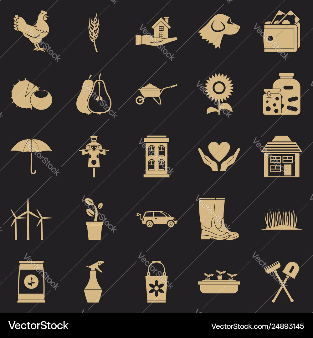 Grange icons set simple style Vector Image