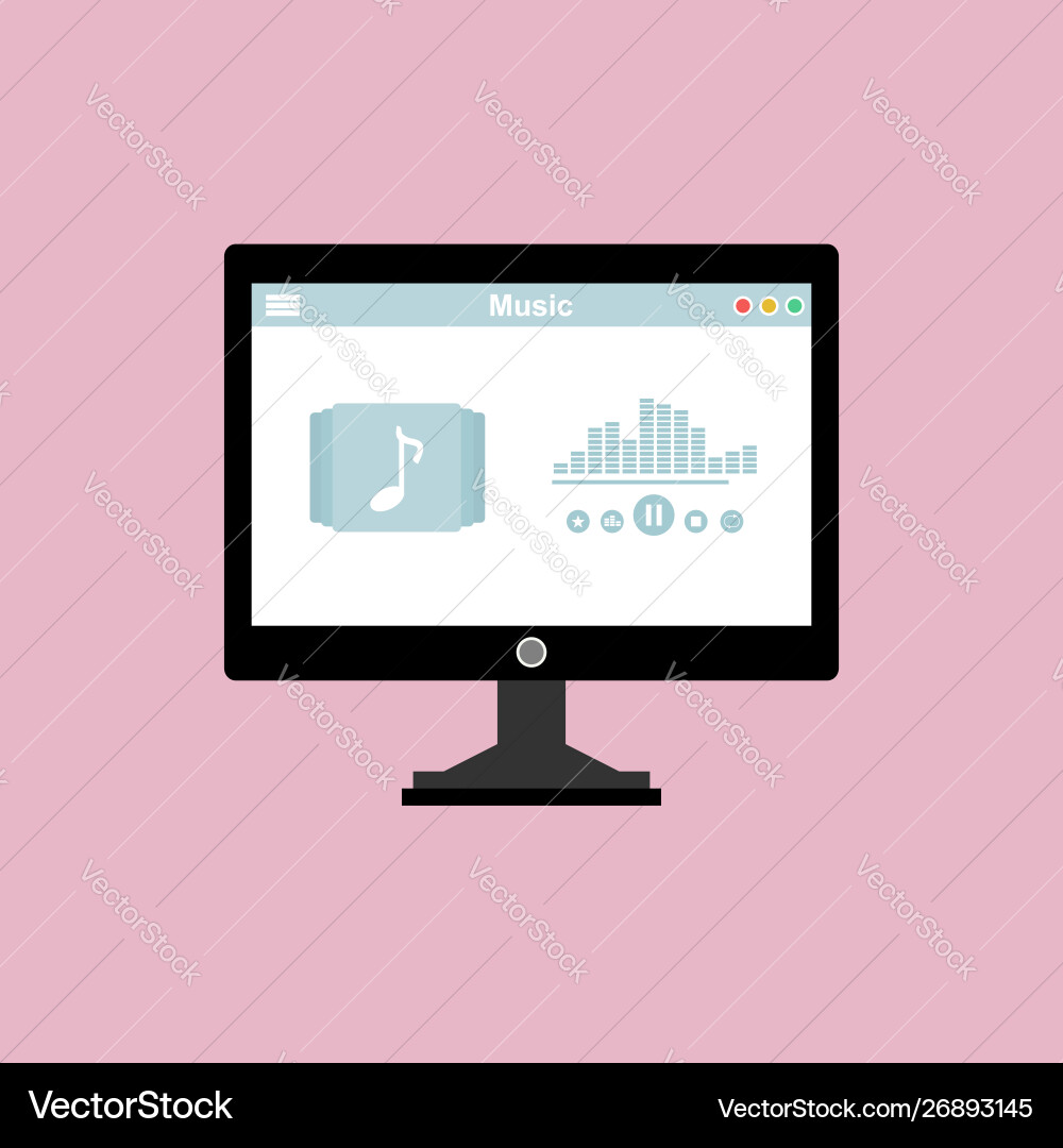 Media player application app template with flat Media player application app template with flat vector image