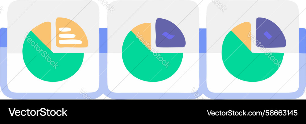 Multiple pie chart comparison data analytics icon Vector Image