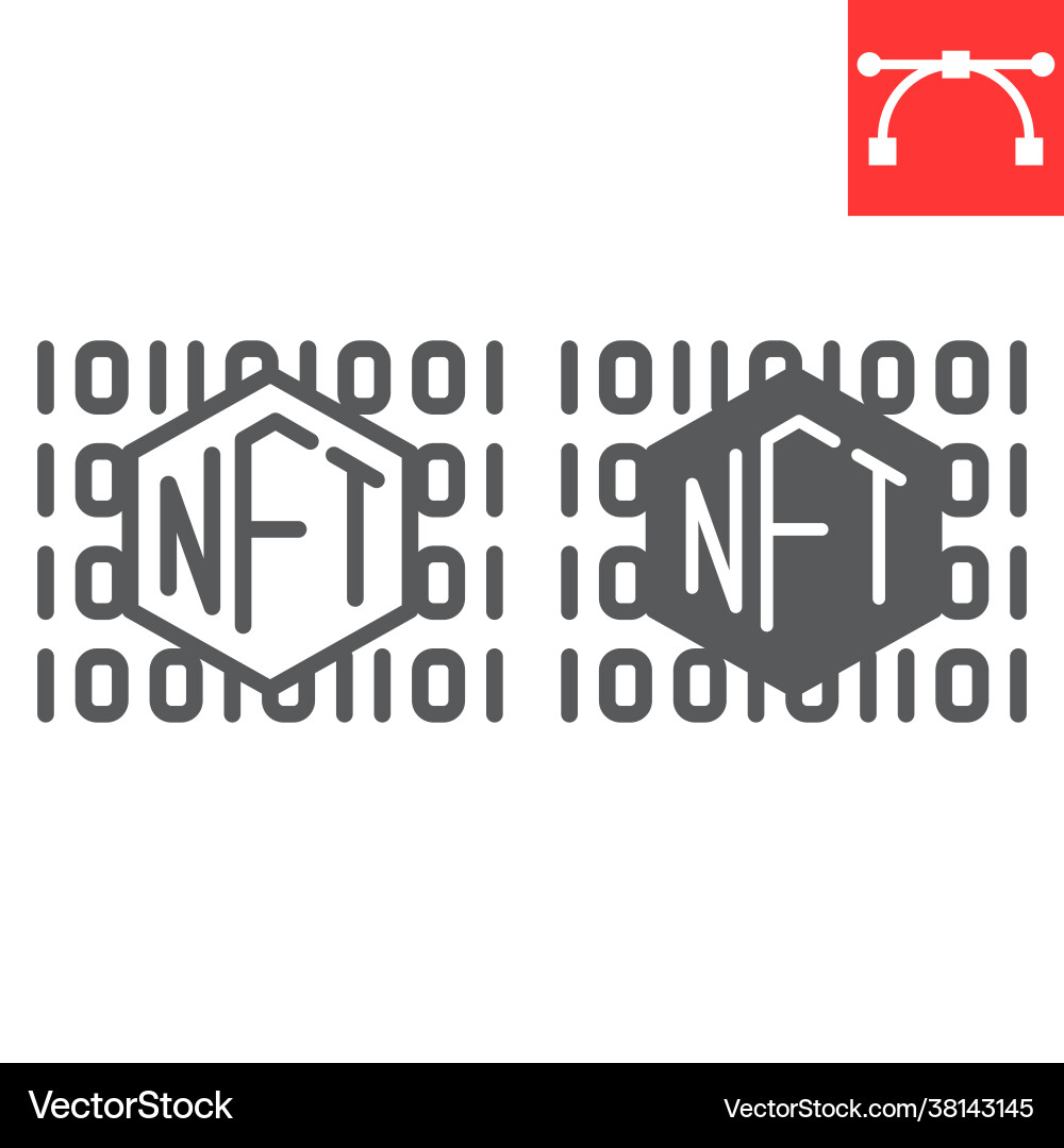 Nft code line and glyph icon unique token non Nft code line and glyph icon unique token non vector image