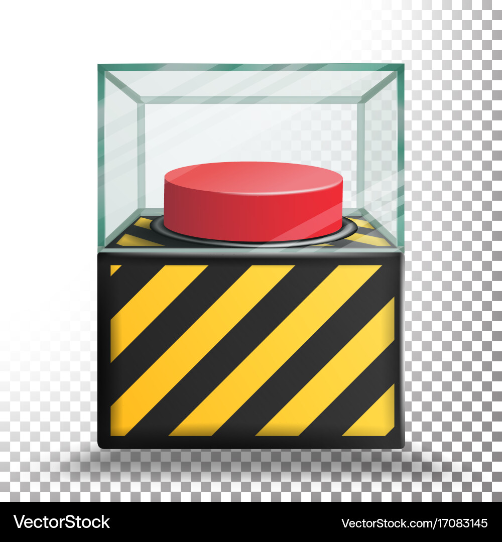 Panic button isolated red alarm shiny vector image