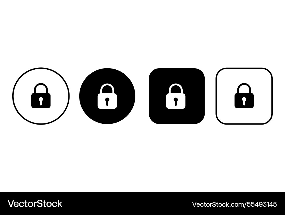 Security button set with lock icons collection Security button set with lock icons collection vector image
