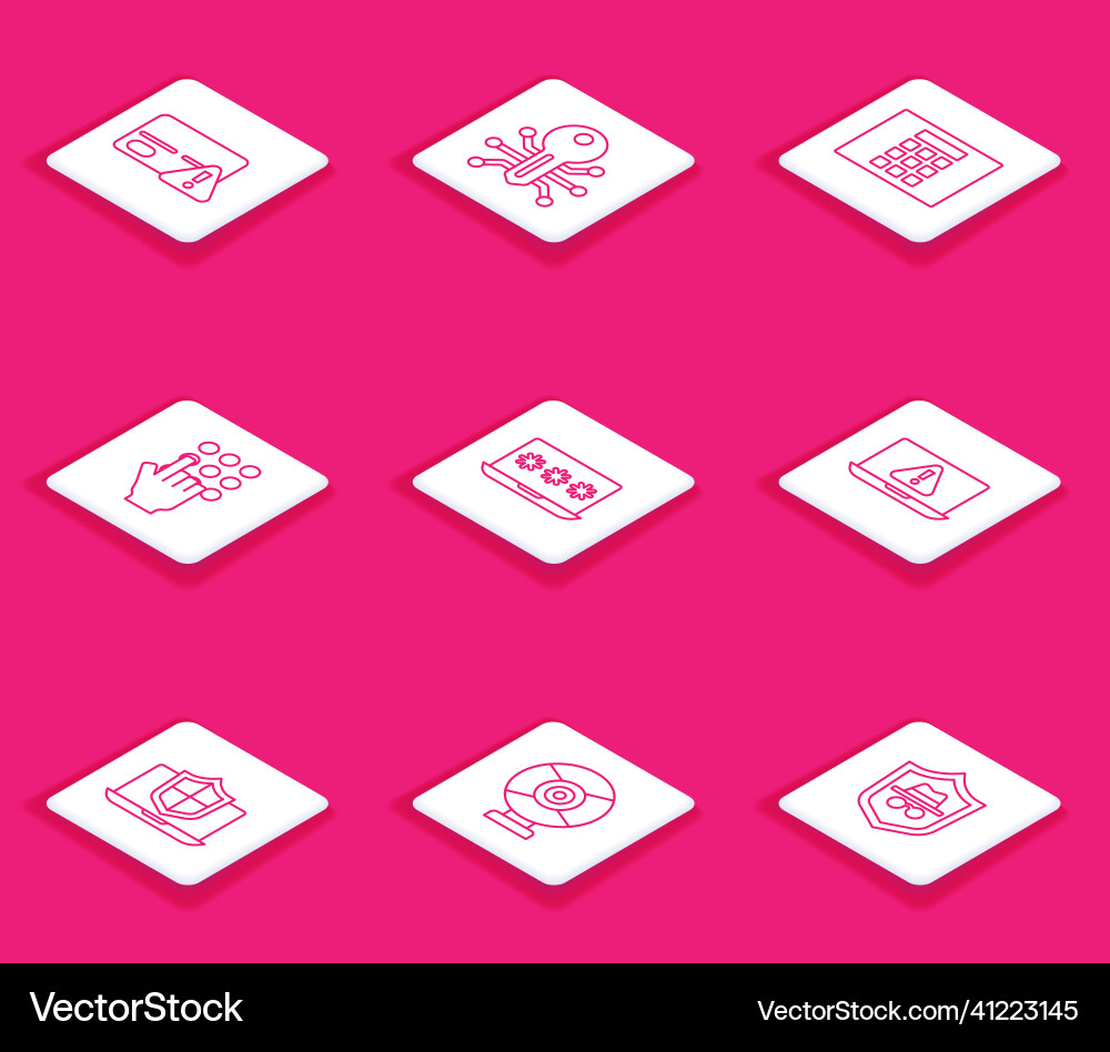 Set line credit card smart key password Vector Image