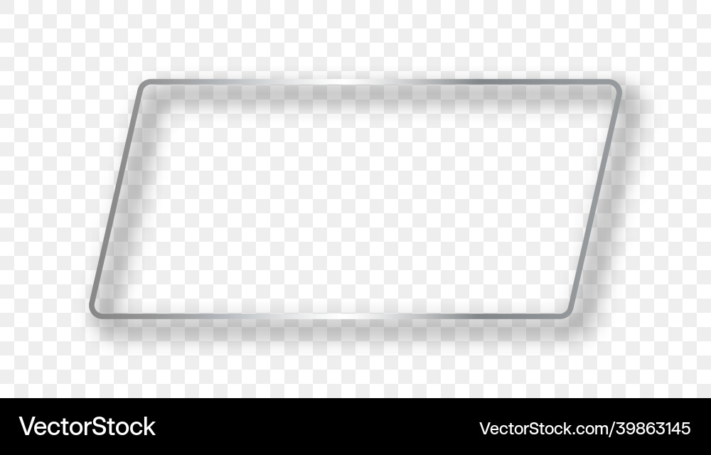Silver glowing rectangular shape frame with shadow Silver glowing rectangular shape frame with shadow vector image