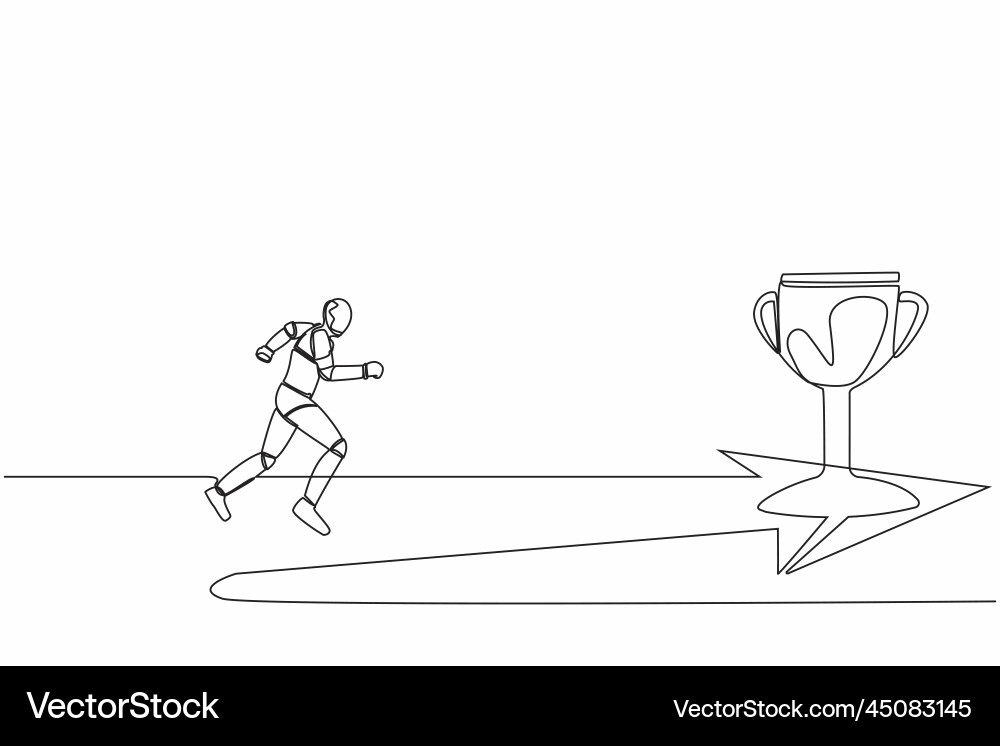 Single continuous line drawing of robot running Single continuous line drawing of robot running vector image
