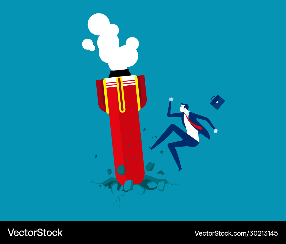 Startup rocket crash on floor concept Startup rocket crash on floor concept vector image