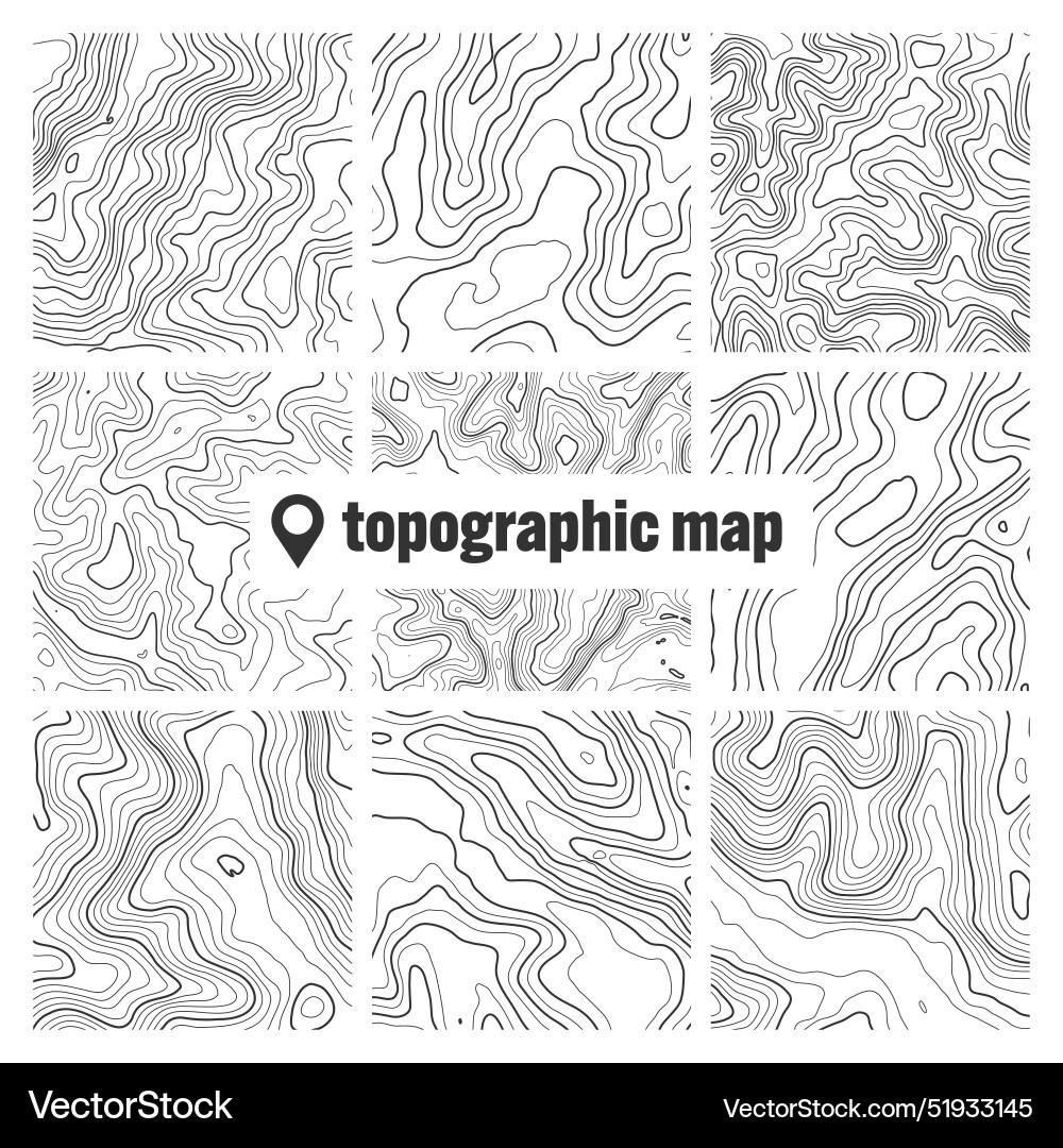 Topographic map with contour lines geographic Topographic map with contour lines geographic vector image