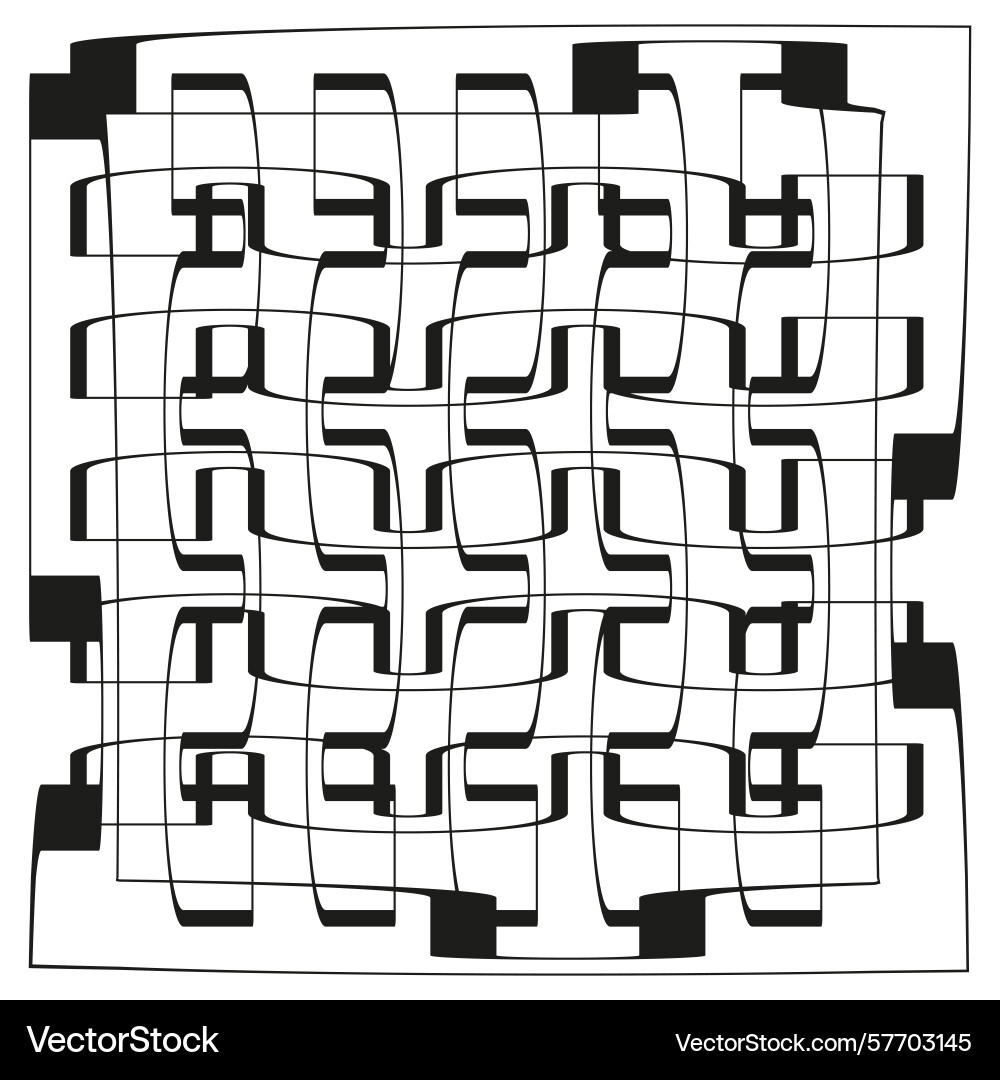 Twisted grid pattern interlaced square maze Twisted grid pattern interlaced square maze vector image