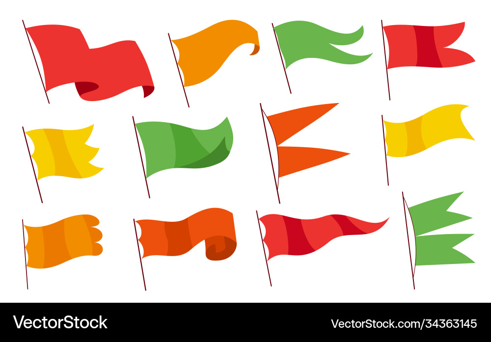 Waving flags set color template on white Waving flags set color template on white vector image