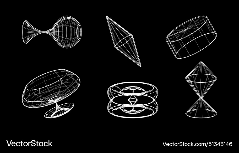 3d Drahtrahmen-Modelle von Objekten Netzwerkleitung 3d Drahtrahmen-Modelle von Objekten Netzwerkleitung vektorbild