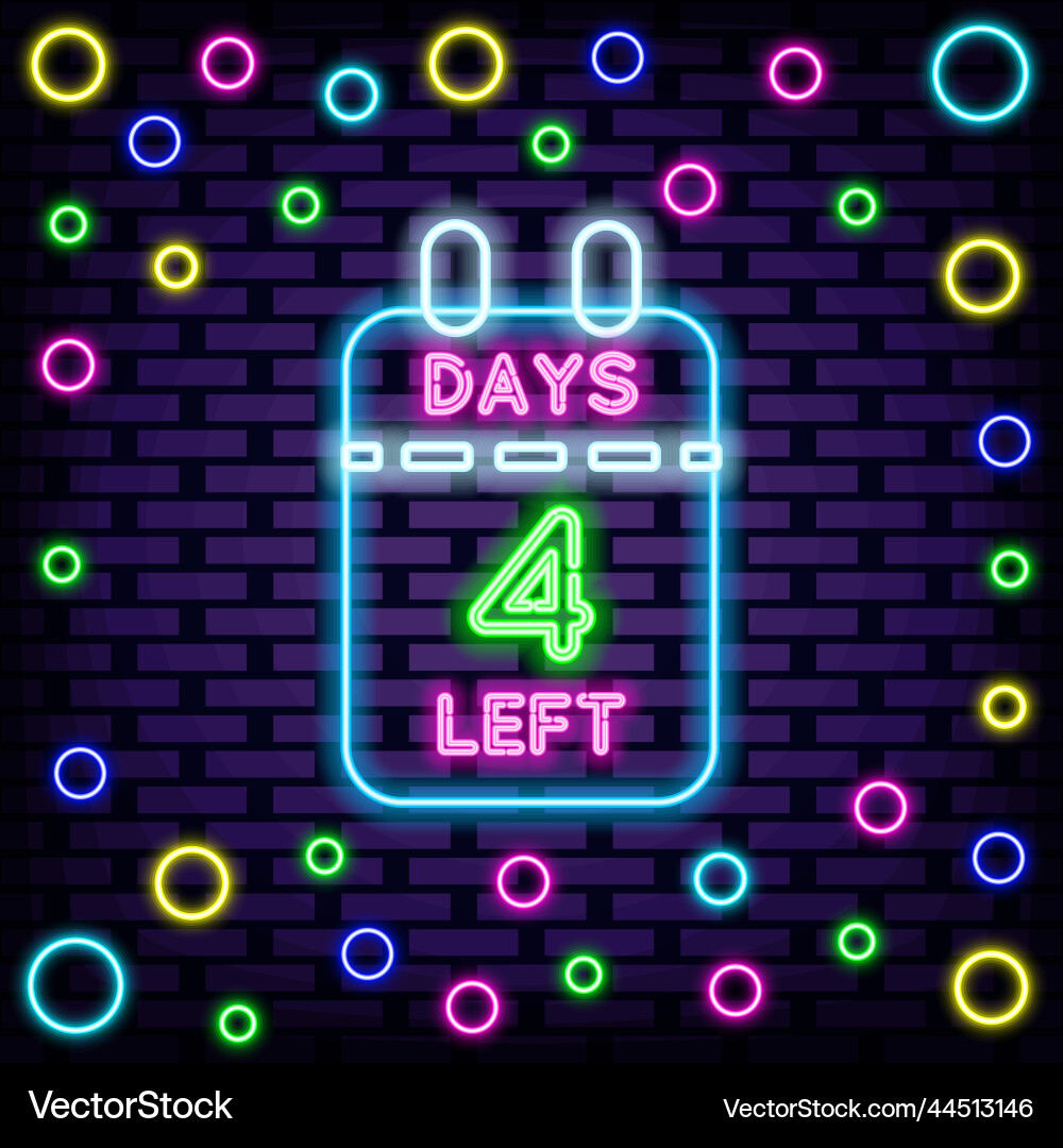 4 days left badge in neon style script 4 days left badge in neon style script vector image