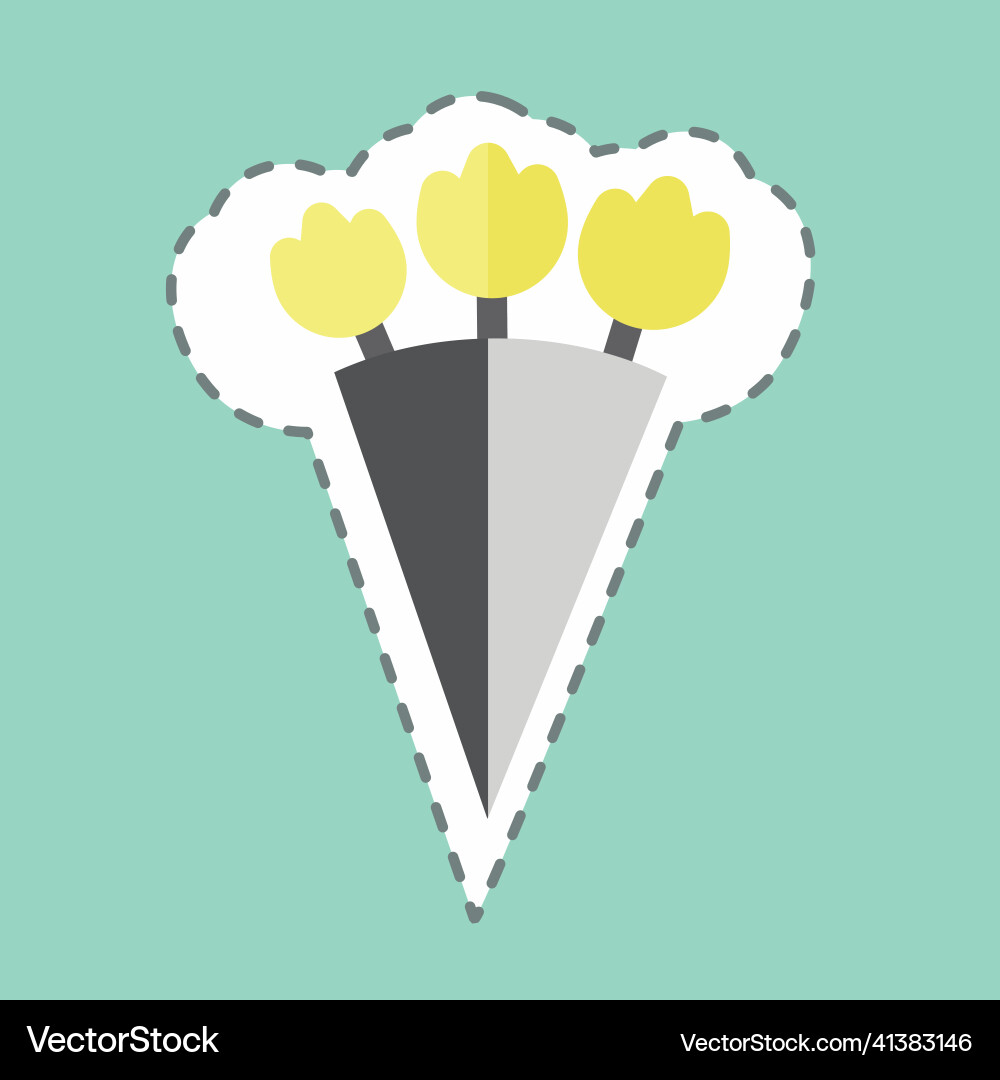 Bouquet sticker in trendy line cut isolated Bouquet sticker in trendy line cut isolated vector image