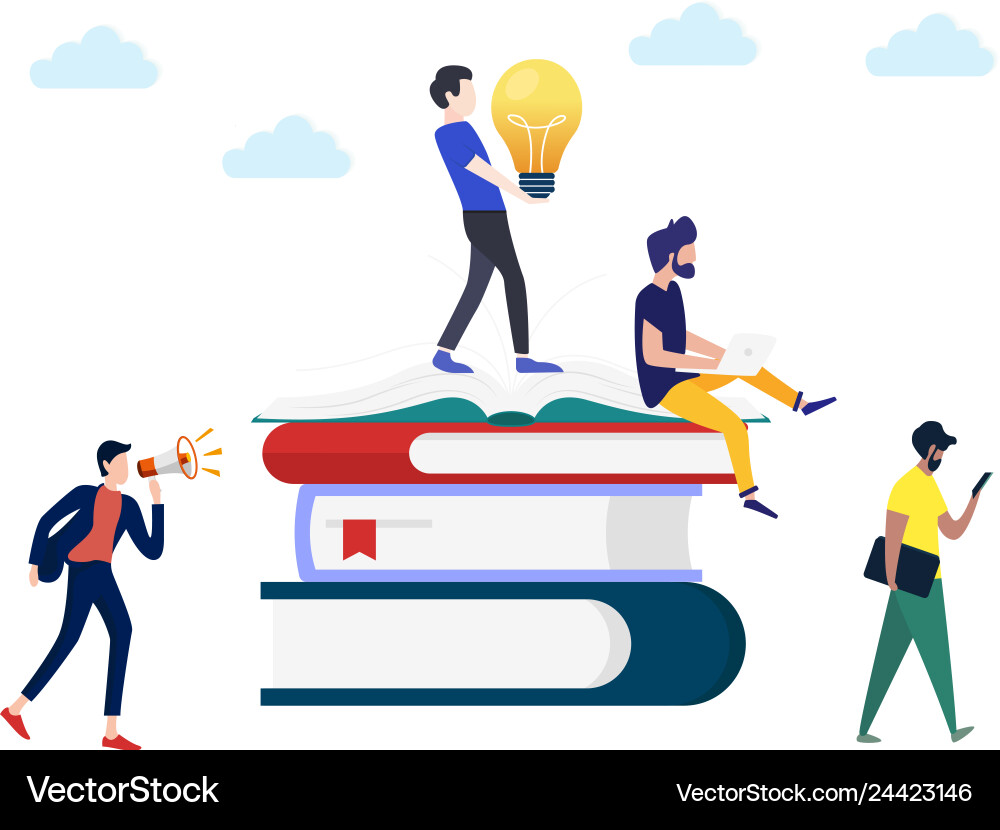 Character open the book with a light bulb Vector Image