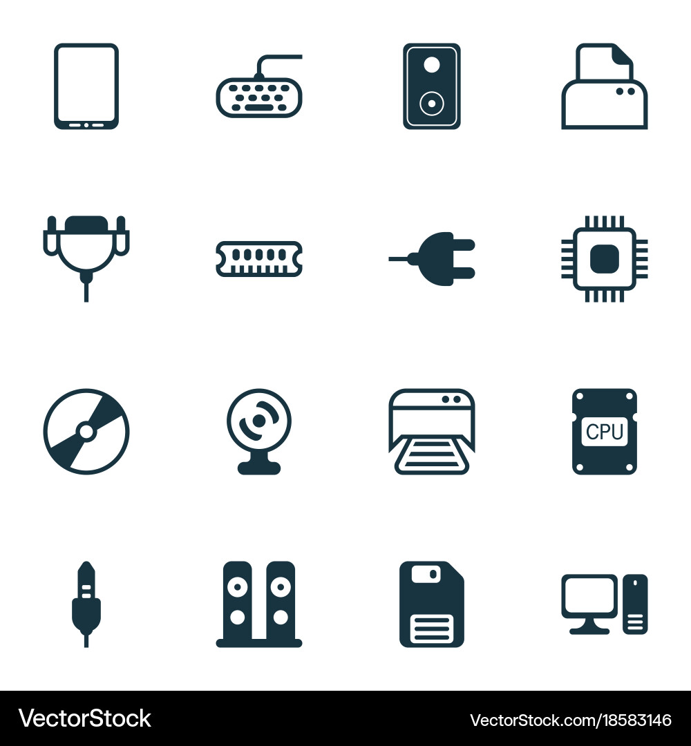 Computer icons set includes vector image