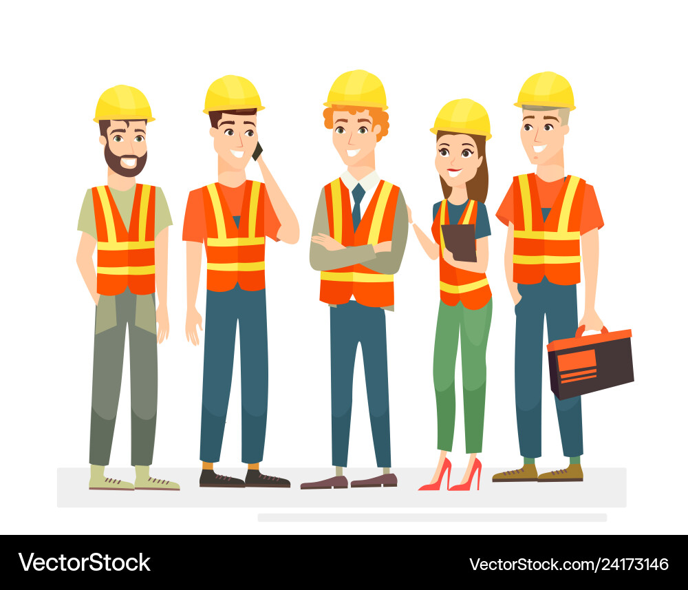Construction workers team Royalty Free Vector Image