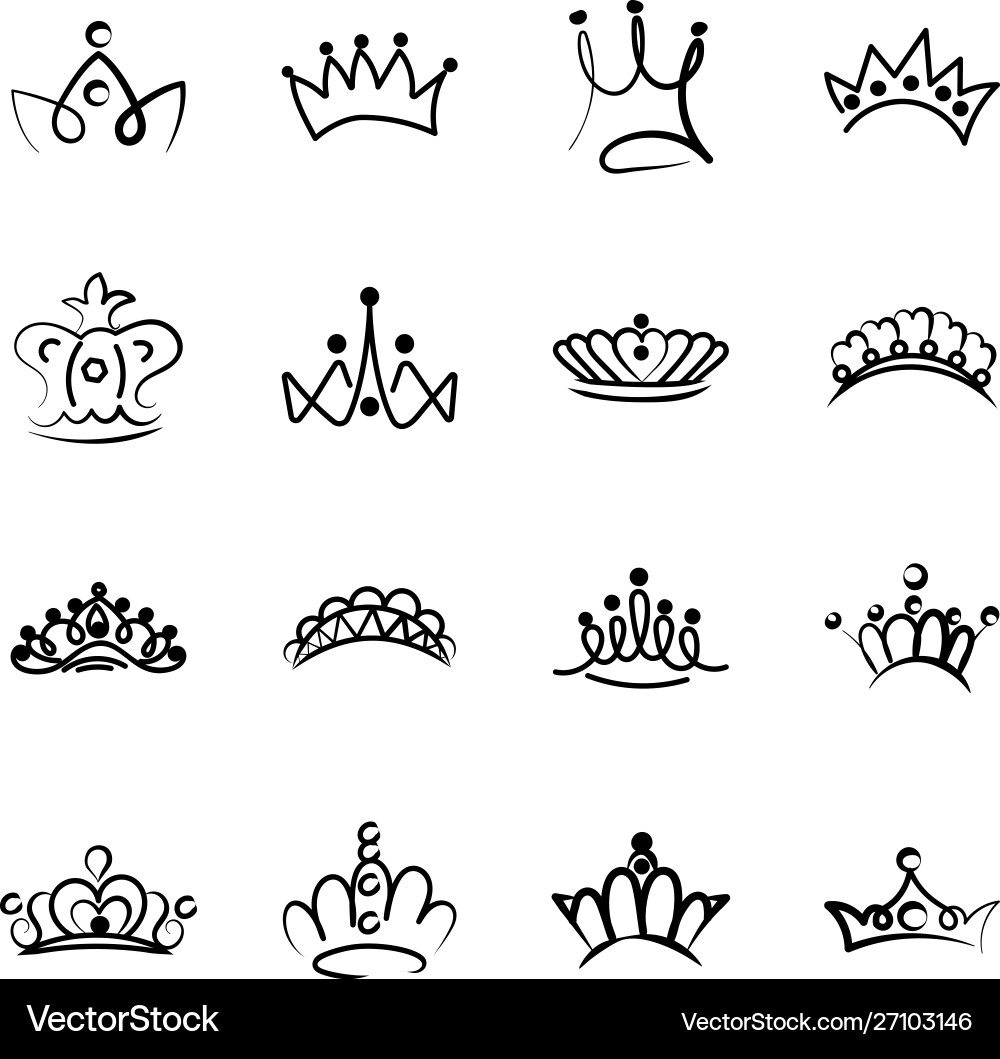 Crown drawing pack Vector Image