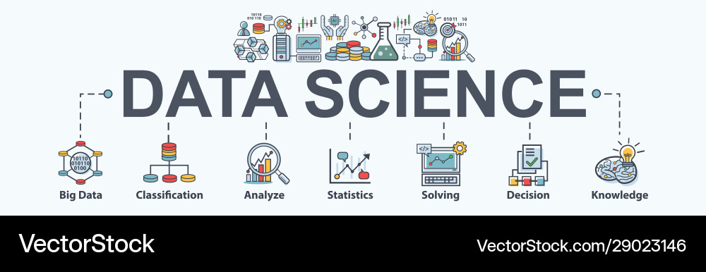 Data science banner web icon for computer Data science banner web icon for computer vector image
