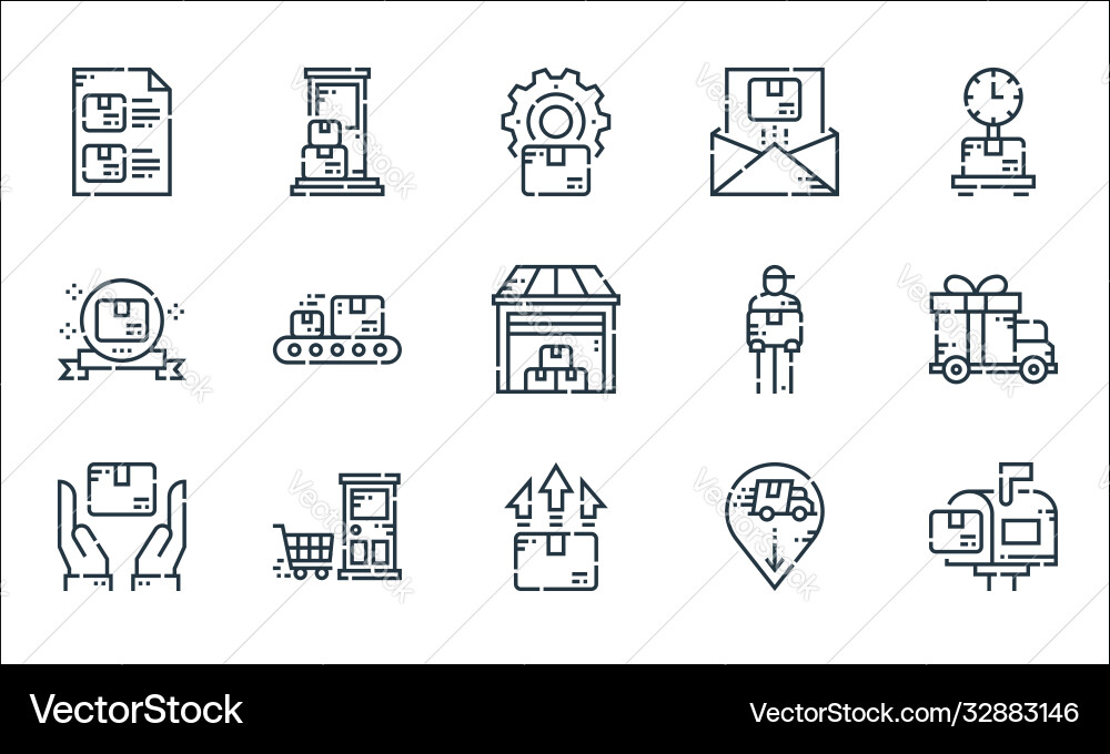 Delivery line icons linear set quality Vector Image