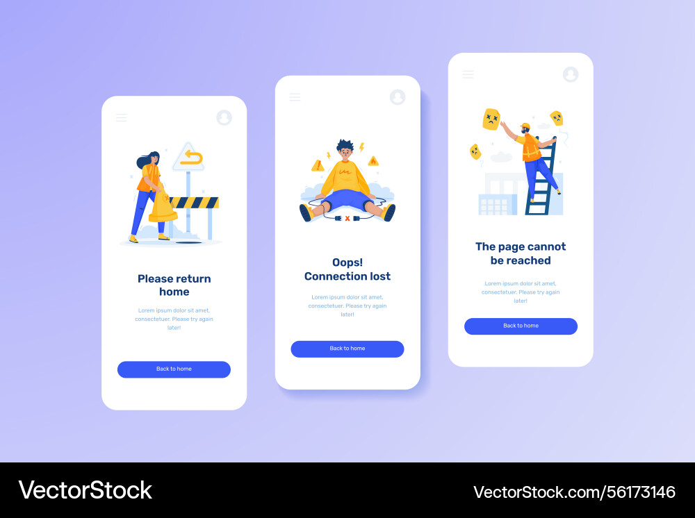 Error state connection lost screen return vector image