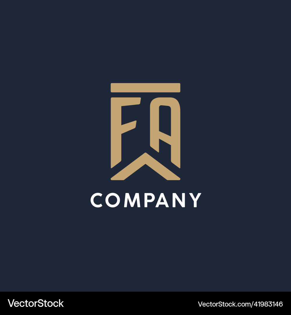 Fa initial monogram logo design in a rectangular Vector Image
