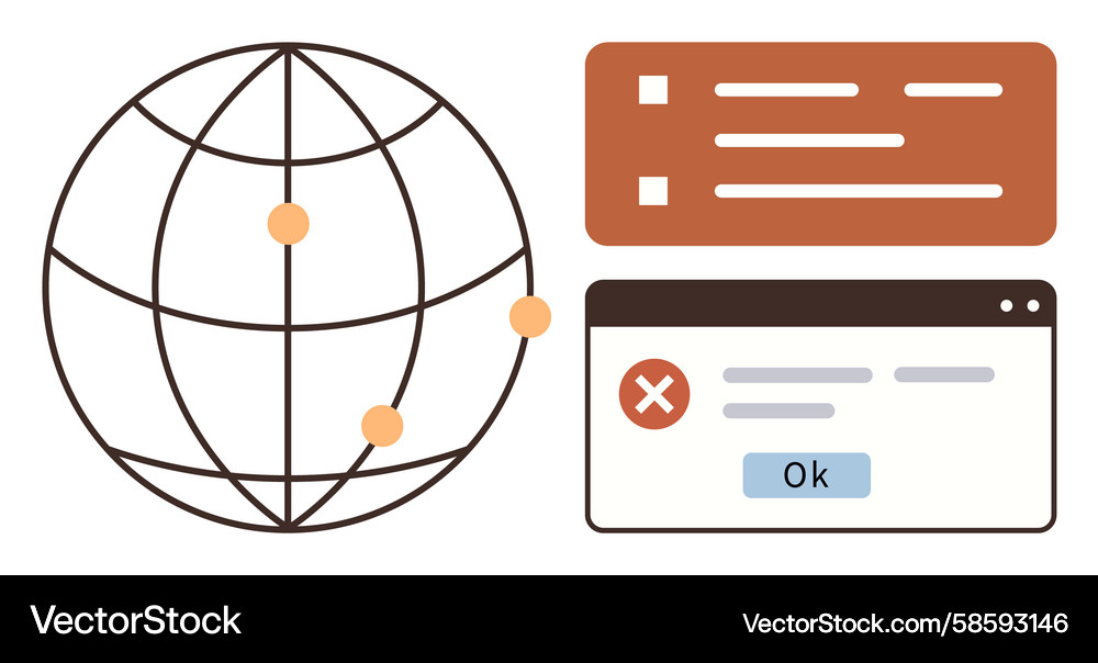 Global network connectivity issues and error Global network connectivity issues and error Vector Image